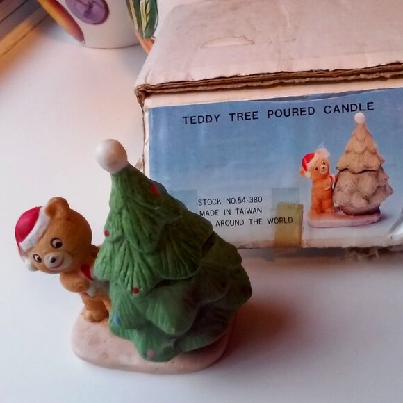 Vintage Ceramic Christmas Candle Christmas Around The World Teddy Tree Candle - Picture 1 of 5